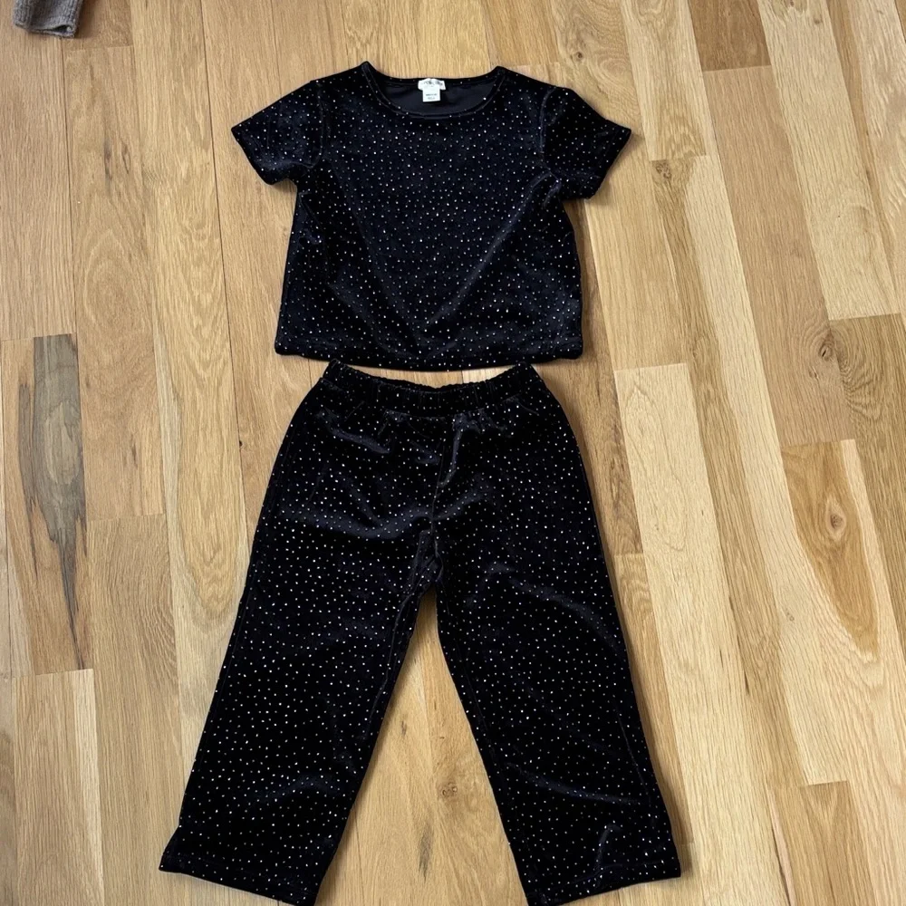 Crewcuts Black and Gold Girls Velvet Matching Set